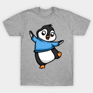 Cute Anthropomorphic Human-like Cartoon Character Penguin in Clothes T-Shirt